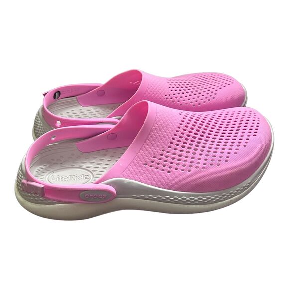 Crocs Literide Clog Unisex size M 11 and W 13 ELECTRIC PINK/ WHITE - Picture 5 of 10